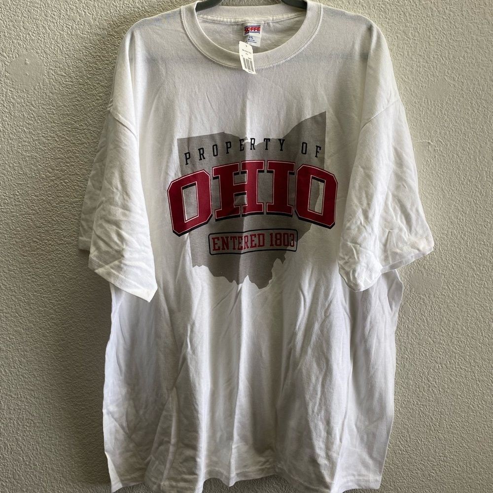 Soffe Property of Ohio Entered 1803 Short Sleeve White T-Shirt 2XL NWT